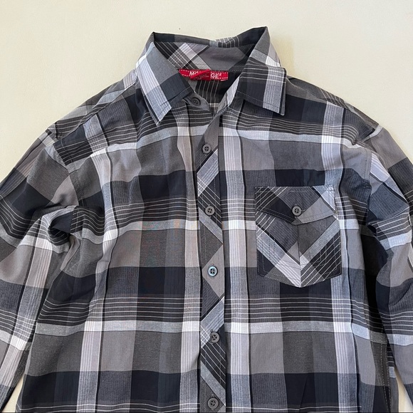 MONTAGE Black Grey Plaid Long Sleeve Shirt B19/6 - Picture 2 of 9